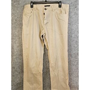 THEORY Button Fly Chino Pants Mens 36x33 Straight Leg Stretch Jeans Tan Preppy
